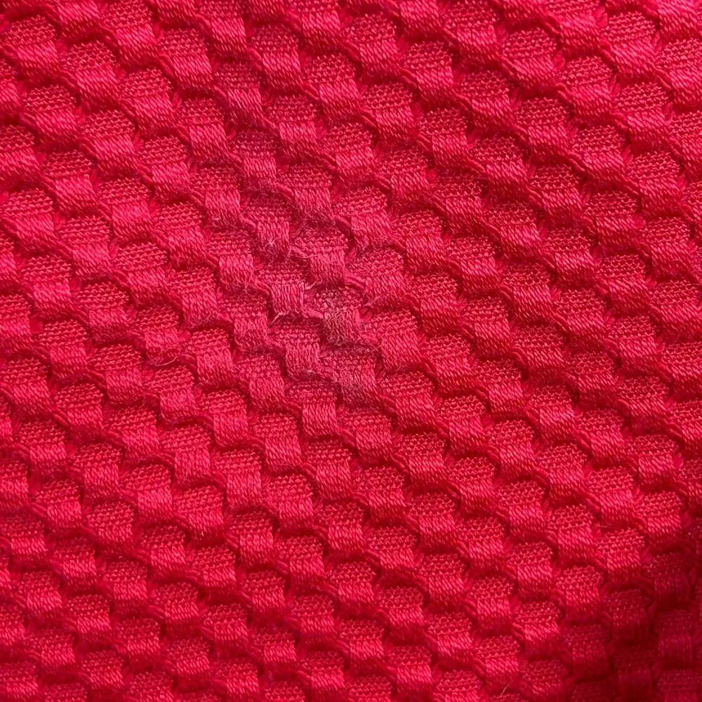 Le Suit Skirt Set Womens Petite 6P Red Textured Button Puff Sleeve Jacket Skirt